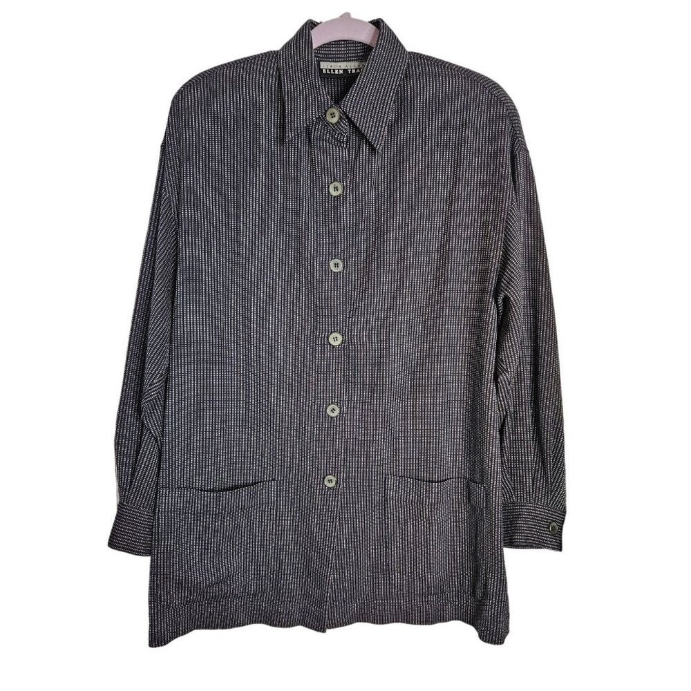 Vtg Linda Allard Ellen Tracy Womens Wool Stripe Jacket Size 4 Made in Korea